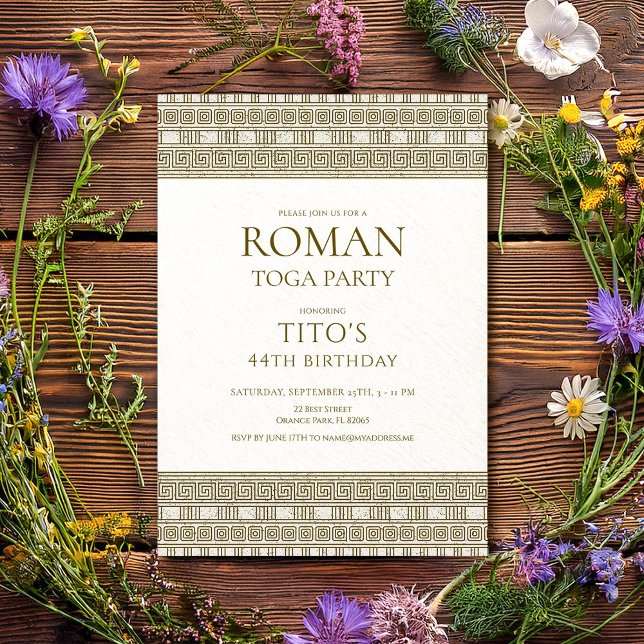 Elegant Roman toga party with stone elements Invitation (Creator Uploaded)