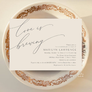 Elegant Romance Bridal Shower Cream Grey Brewery Invitation