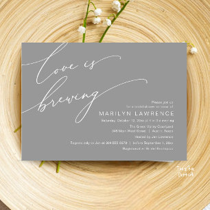 Elegant Romance Bridal Shower Dark Grey Brewery Invitation