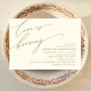Elegant Romance Bridal Shower Gold Cream Brewery Invitation