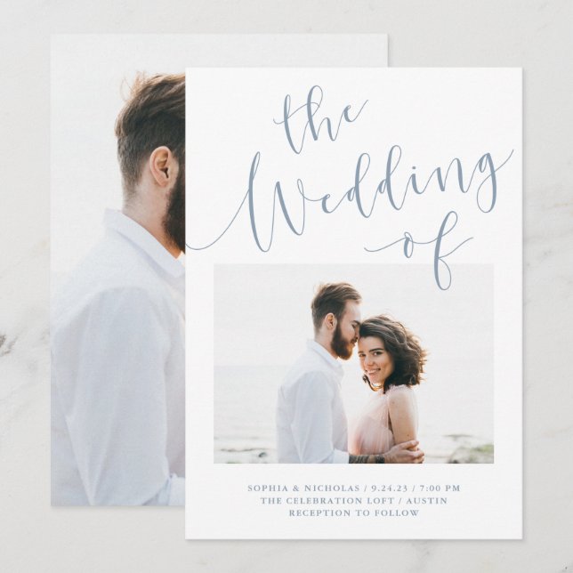 Elegant Romance | Minimalist Two Photo Wedding Invitation (Front/Back)