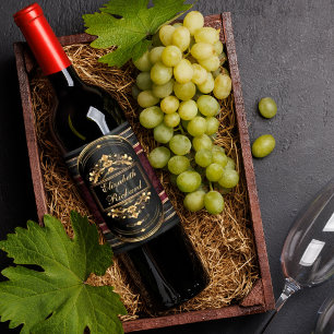 Elegant Romance Vintage Demask Celebration Wine Label