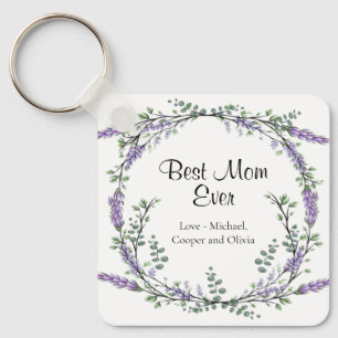 Elegant romanic Lavender Eucalyptus Best Mum Ever Key Ring