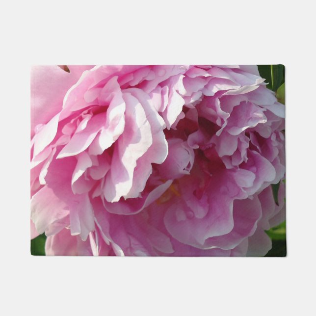 Elegant romanic pink floral flowers pink Peonies Doormat (Front)