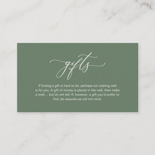 Elegant Romantic, A note on gifts, Sage Green Enclosure Card (Front)
