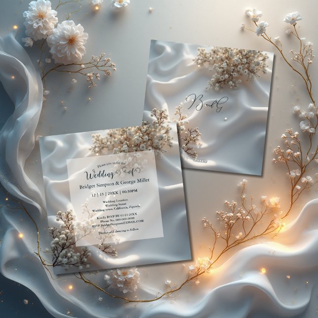 Elegant romantic babys breath floral wedding invitation (Creator Uploaded)