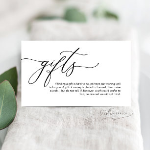 Elegant Romantic, Black script, A note on gifts Enclosure Card
