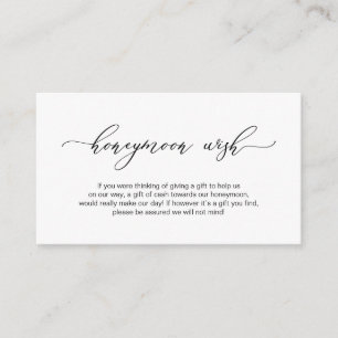 Elegant Romantic, Black, Wedding Honeymoon Wish Enclosure Card