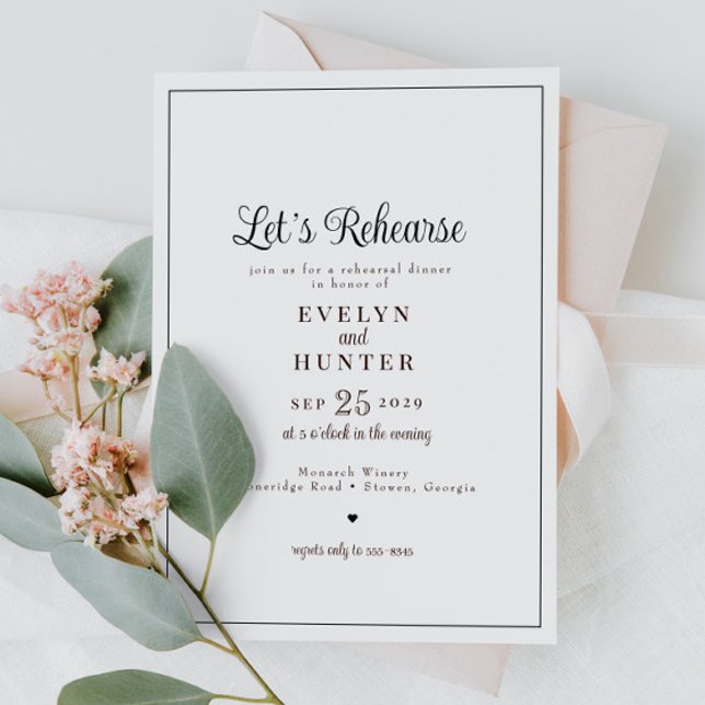 Elegant Romantic Black & White Rehearsal Dinner Invitation (Creator Uploaded)