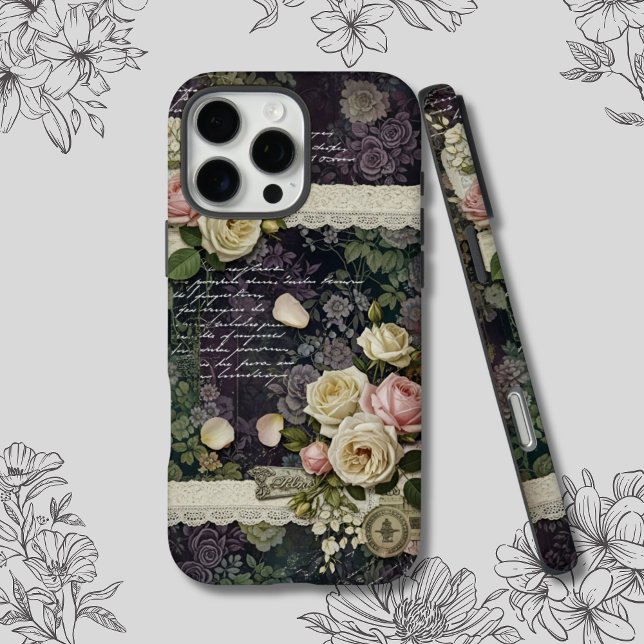 Elegant Romantic Blooms & Lace Ephemera Case-Mate iPhone Case (Creator Uploaded)