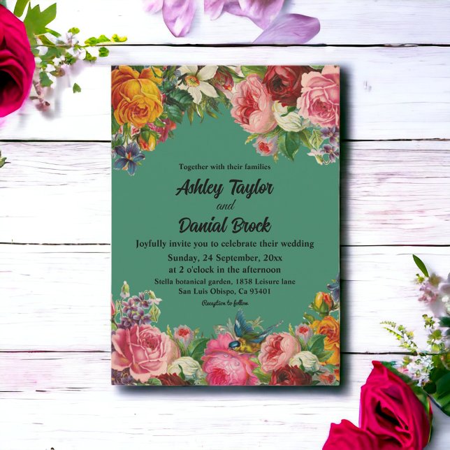 Elegant Romantic Blossoms Floral Frame Wedding Invitation (Creator Uploaded)