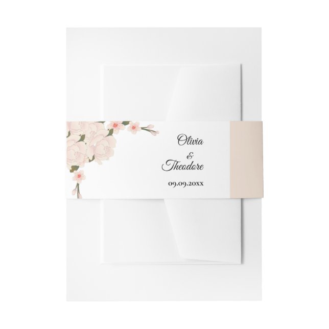 Elegant Romantic Blush Pink Floral Blossom Invitation Belly Band (Front Example)