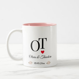Elegant Romantic Blush Pink Floral Blossom Wedding Two-Tone Coffee Mug