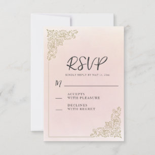 Elegant Romantic Blush Pink Gold RSVP Card