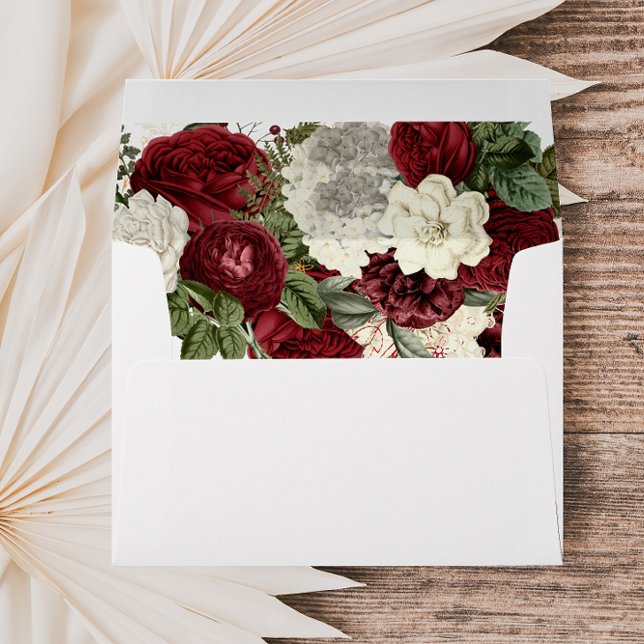 Elegant Romantic Burgundy Red Floral Wedding Envelope (Creator Uploaded)