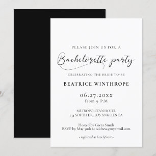 Elegant romantic calligraphy Bachelorette Party Invitation