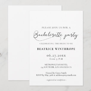 Elegant romantic calligraphy Bachelorette Party Invitation