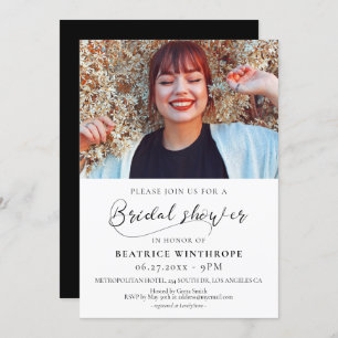 Elegant romantic calligraphy Bridal shower photo Invitation