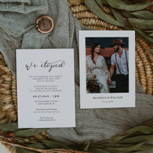 Elegant romantic calligraphy Elopement reception Invitation