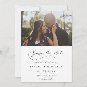 Elegant romantic calligraphy photo save the date
