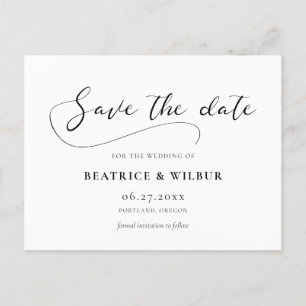 Elegant romantic calligraphy Save the date Postcard
