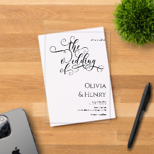 Elegant Romantic Calligraphy Script Wedding Acrylic Invitations