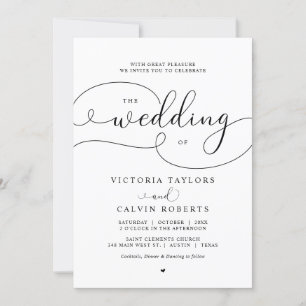 Elegant Romantic Calligraphy Script Wedding Invita Invitation