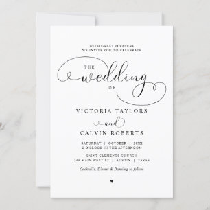 Elegant Romantic Calligraphy Script Wedding Invita Invitation