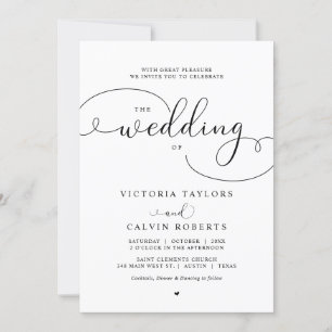 Elegant Romantic Calligraphy Script Wedding Invitation