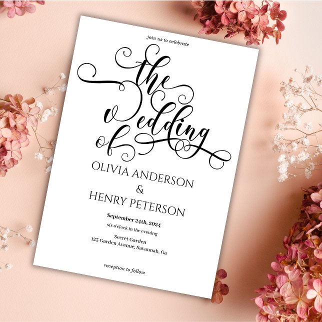 Elegant Romantic Calligraphy Script Wedding Invitation (Creator Uploaded)