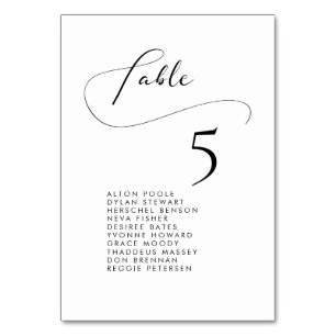 Elegant romantic calligraphy seating chart cards