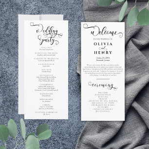 Elegant Romantic Calligraphy  Wedding Program 