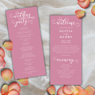 Elegant Romantic Calligraphy  Wedding Program 