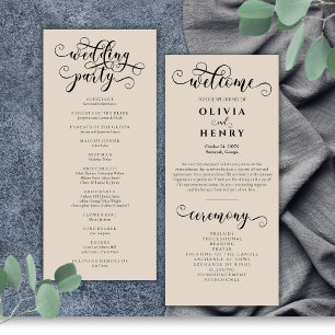 Elegant Romantic Calligraphy  Wedding Program 