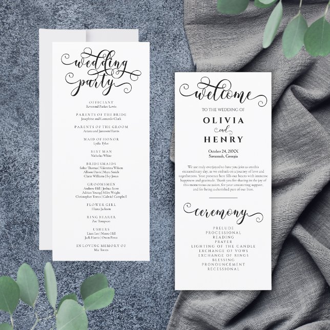 Elegant Romantic Calligraphy  Wedding Program  (Creator Uploaded)
