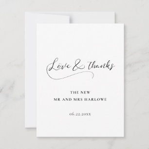 Elegant romantic calligraphy wedding thank you card