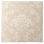 Elegant Romantic Chic Floral Damask-Cream Tile<br><div class="desc">Elegant vintage-inspired floral damask design featuring chic monochrome light-on-dark pastel cream flowers,  leafy scrolls and swags of delicate lacy ribbons. This pattern is seamless and can be scaled up or down.</div>