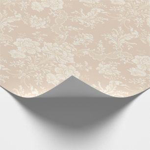 Elegant Romantic Chic Floral Damask-Cream Wrapping Paper