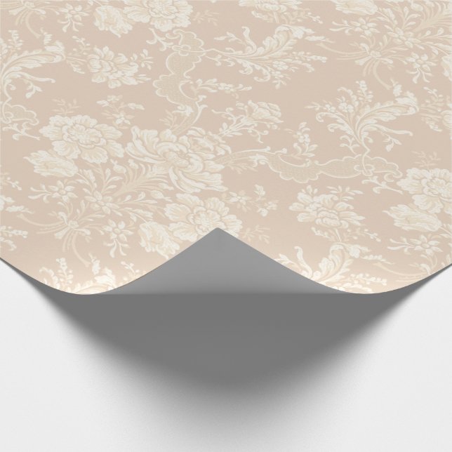 Elegant Romantic Chic Floral Damask-Cream Wrapping Paper (Corner)