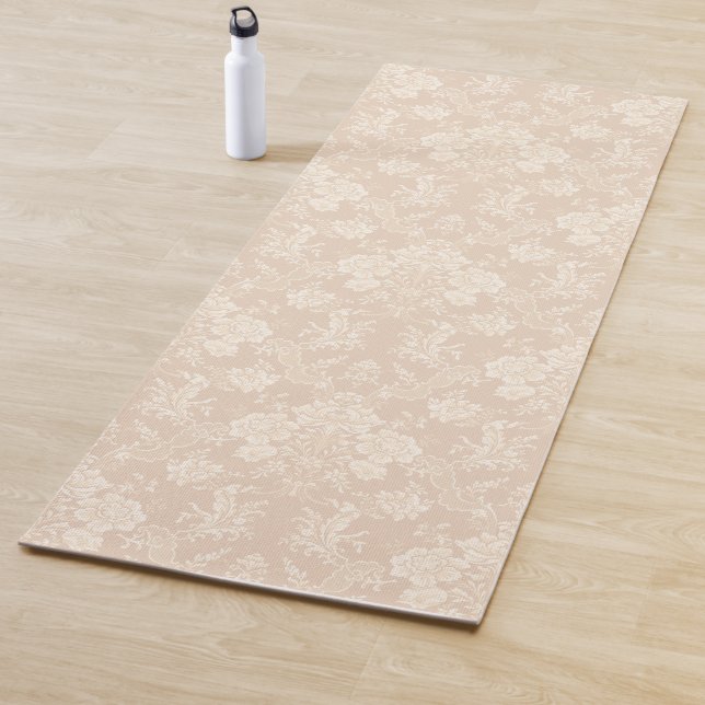 Elegant Romantic Chic Floral Damask-Cream Yoga Mat (In Situ)
