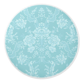 Elegant Romantic Chic Floral Damask-Mint Ceramic Knob