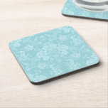 Elegant Romantic Chic Floral Damask-Mint Coaster<br><div class="desc">Elegant vintage-inspired floral damask design featuring chic monochrome light-on-dark pastel mint flowers,  leafy scrolls and swags of delicate lacy ribbons. This pattern is seamless and can be scaled up or down.</div>