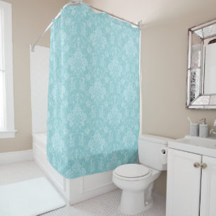 Elegant Romantic Chic Floral Damask-Mint Shower Curtain
