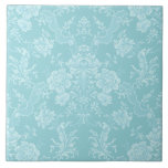 Elegant Romantic Chic Floral Damask-Mint Tile<br><div class="desc">Elegant vintage-inspired floral damask design featuring chic monochrome light-on-dark pastel mint flowers,  leafy scrolls and swags of delicate lacy ribbons. This pattern is seamless and can be scaled up or down.</div>