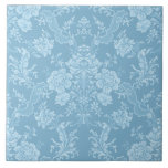 Elegant Romantic Chic Floral Damask-Pastel Blue Tile<br><div class="desc">Elegant vintage-inspired floral damask design featuring chic monochrome light-on-dark pastel blue flowers,  leafy scrolls and swags of delicate lacy ribbons. This pattern is seamless and can be scaled up or down.</div>