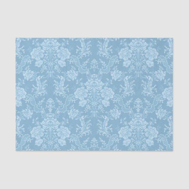 Elegant Romantic Chic Floral Damask-Pastel Blue Tissue Paper (Front)
