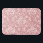 Elegant Romantic Chic Floral Damask-Pastel Pink Bath Mat<br><div class="desc">Elegant vintage-inspired floral damask design featuring chic monochrome light-on-dark pastel pink flowers,  leafy scrolls and swags of delicate lacy ribbons. This pattern is seamless and can be scaled up or down.</div>