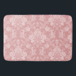 Elegant Romantic Chic Floral Damask-Pastel Pink Bath Mat<br><div class="desc">Elegant vintage-inspired floral damask design featuring chic monochrome light-on-dark pastel pink flowers,  leafy scrolls and swags of delicate lacy ribbons. This pattern is seamless and can be scaled up or down.</div>