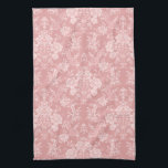 Elegant Romantic Chic Floral Damask-Pastel Pink Tea Towel<br><div class="desc">Elegant vintage-inspired floral damask design featuring chic monochrome light-on-dark pastel pink flowers,  leafy scrolls and swags of delicate lacy ribbons. This pattern is seamless and can be scaled up or down.</div>