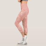 Elegant Romantic Chic Floral Damask-Peach Capri Leggings<br><div class="desc">Elegant vintage-inspired floral damask design featuring chic monochrome light-on-dark pastel peach flowers,  leafy scrolls and swags of delicate lacy ribbons. This pattern is seamless and can be scaled up or down. Waistband colour is customisable.</div>
